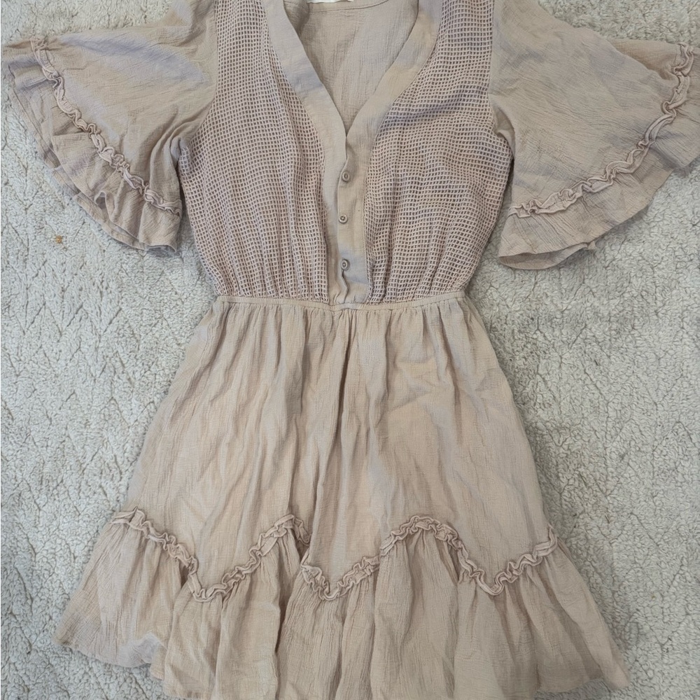 Here Comes The Sun Blush Ruffle Mini Dress